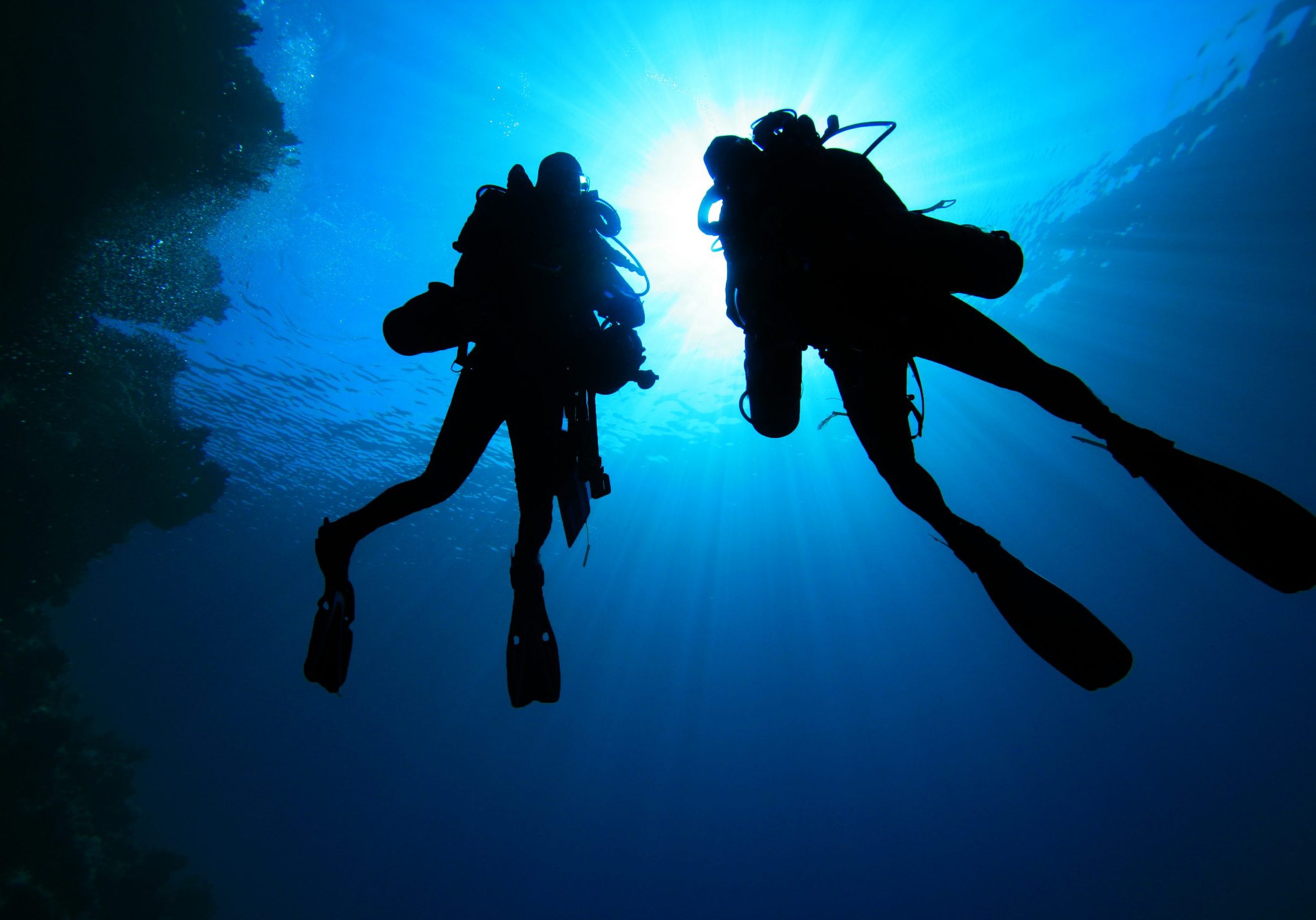 Two Scuba Divers silhouette Two Scuba Divers silhouette