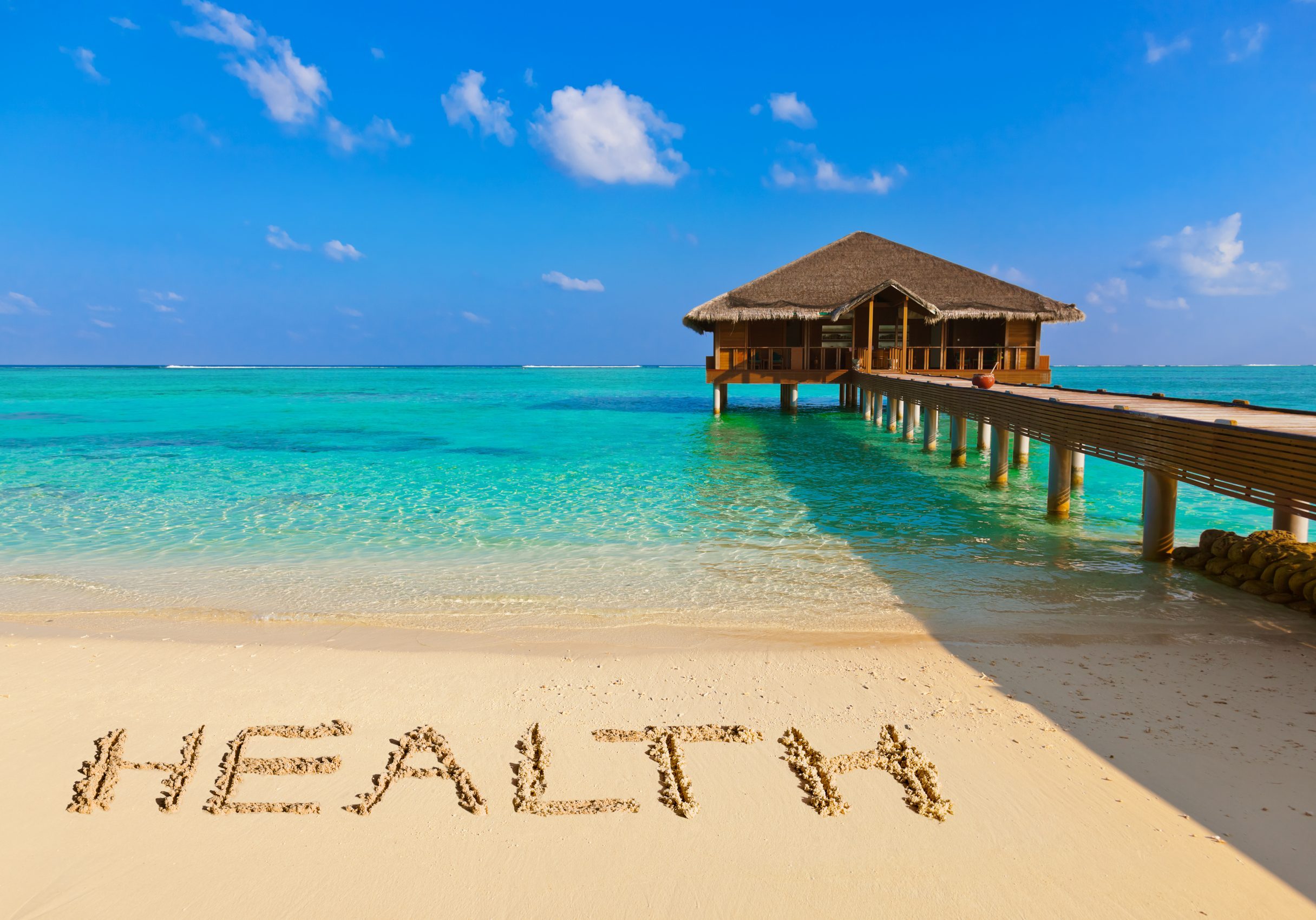 Word Health on beach Word Health on beach - concept holiday background