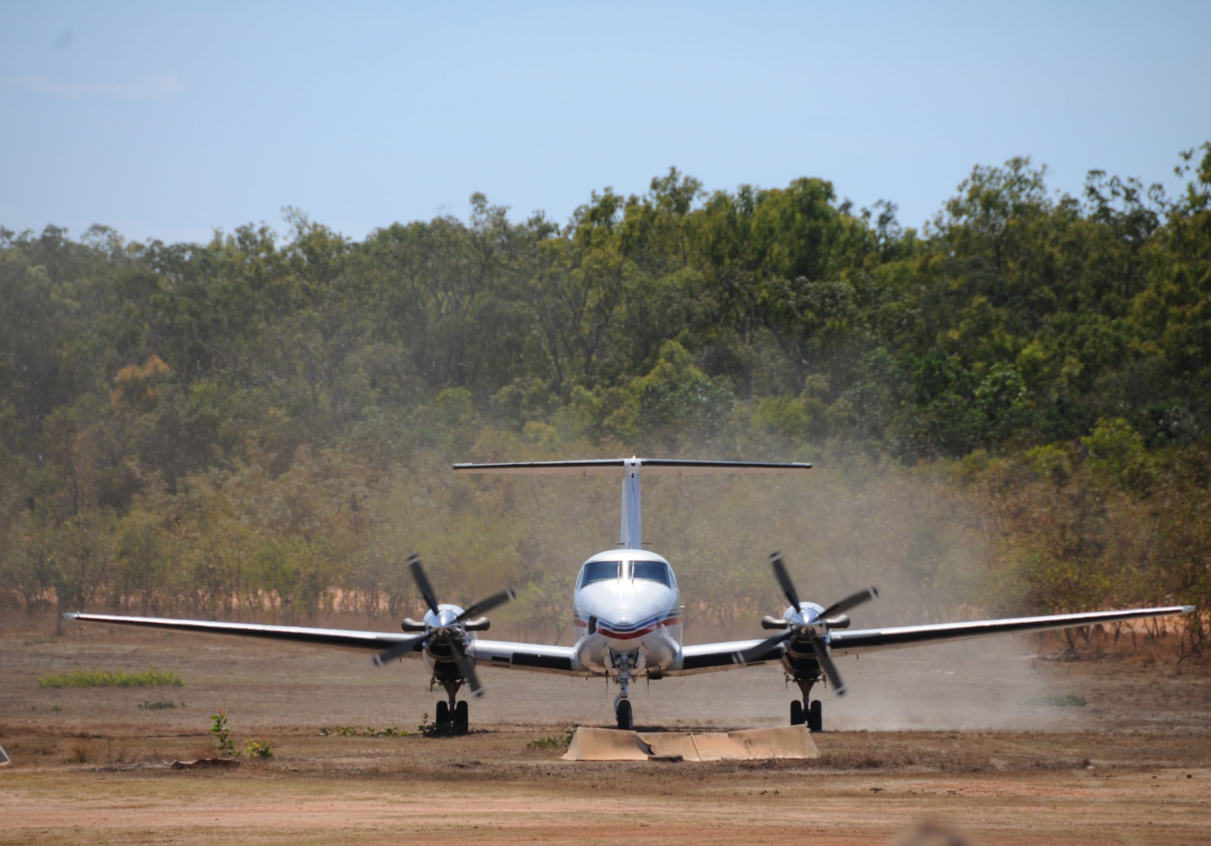 Bush Plane Small Aircraft from the Flying Doctors Service that has just landed in the Australian outback. Queensland, Australia